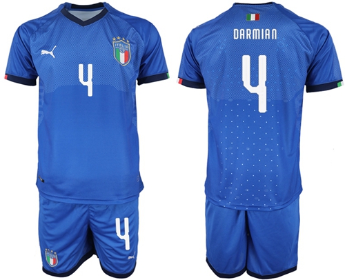 Italy #4 Darmian Home Soccer Country Jersey